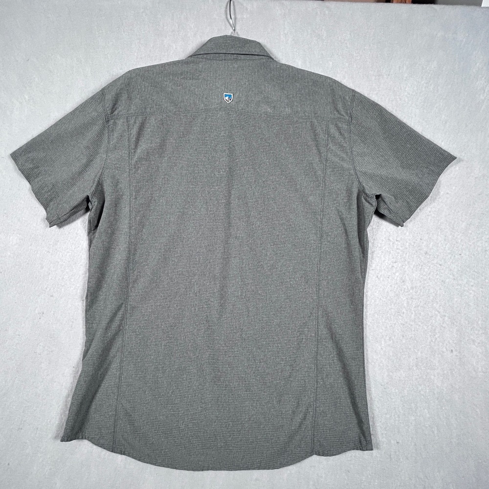 Kuhl Provok Men L Gray Textured Short Sleeve Button Up Shirt Outdoor Hike Trail - Picture 12 of 14